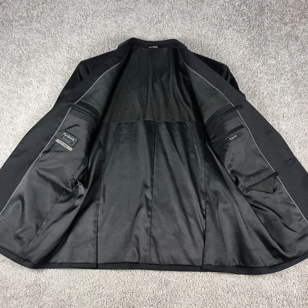 Jos. A. Bank Blazer 42 Short Mens Black Slim Fit Traveler Travel Tech Wool Blend
